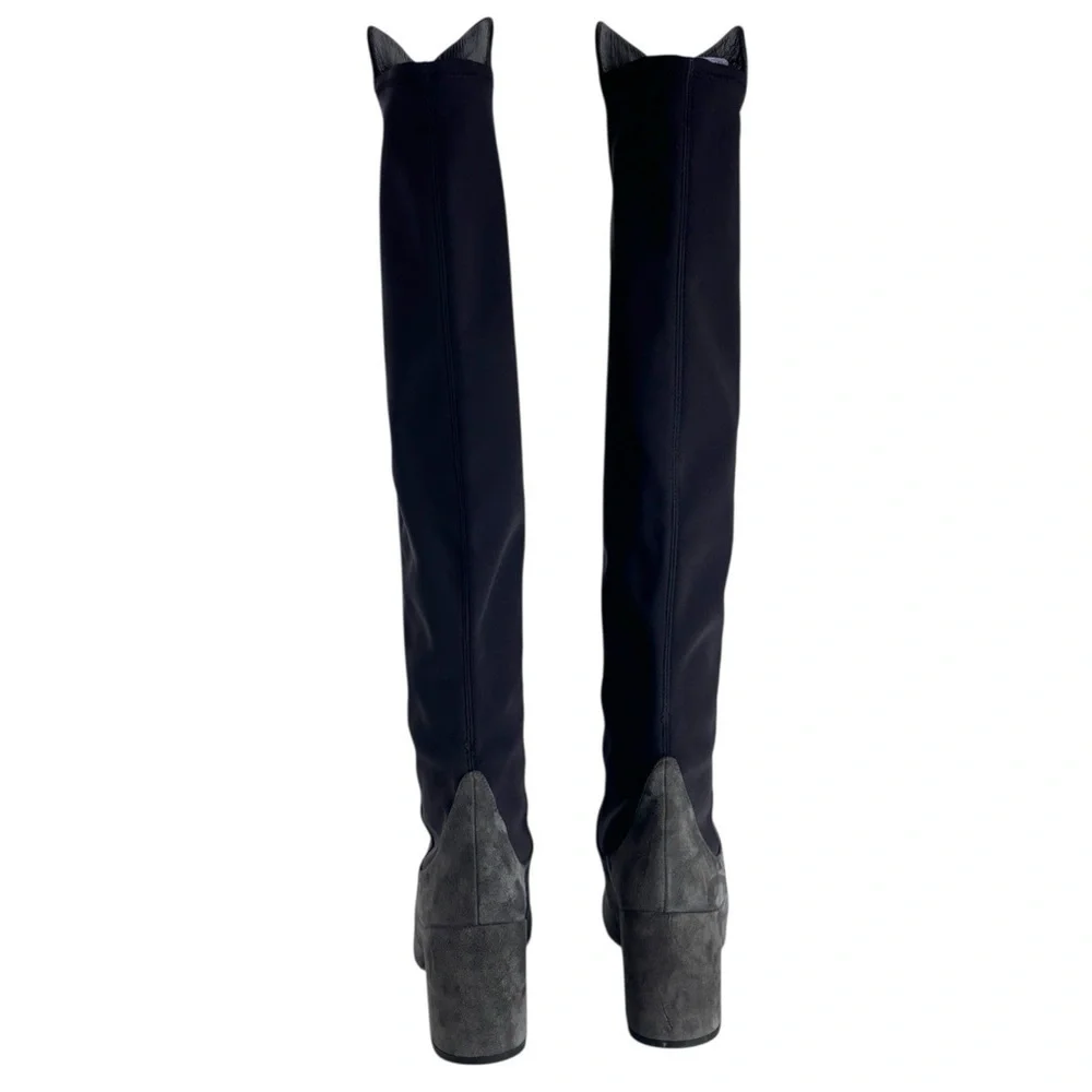 STUART WEITZMAN UW45943 GRAY SUEDE LEATHER OVER THE KNEE HEELED BOOTS